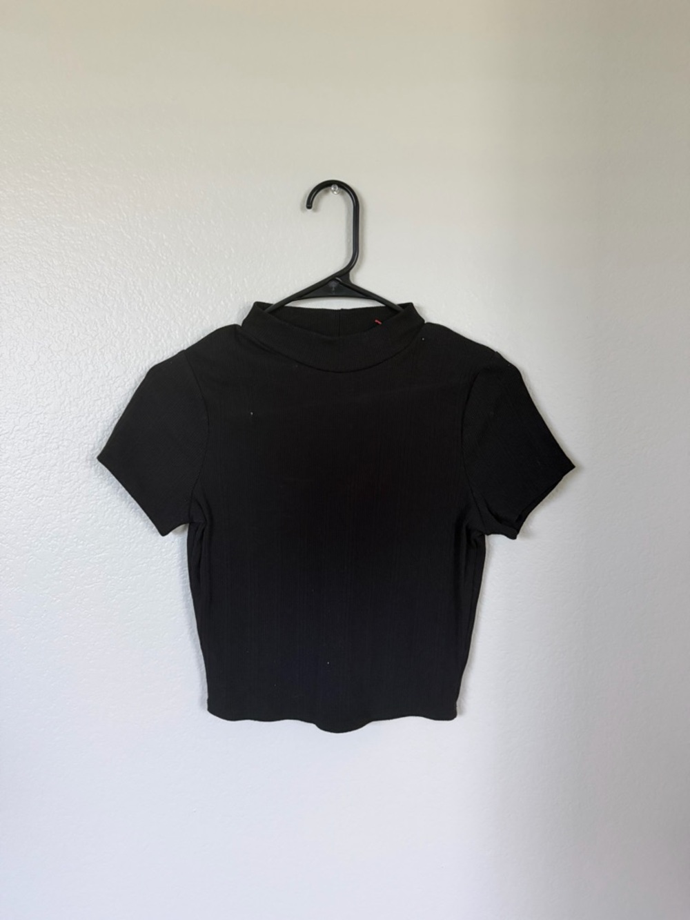 Bozzolo Black Short Sleeve Mock Neck Top